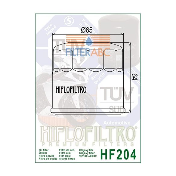 HIFLOFILTRO HF204 motorkerékpár olajszűrő