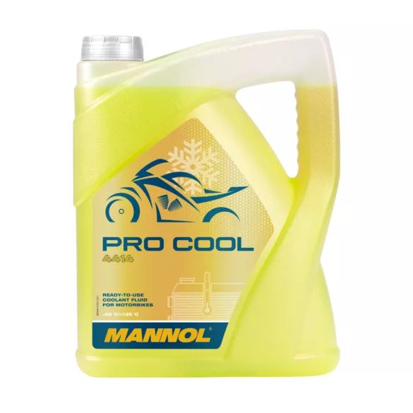 MANNOL 4414 PRO COOL készre kevert motorkerékpár fagyálló 5L (SÁRGA)