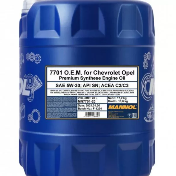 MANNOL 7701 ENERGY FORMULA OP 5W-30 20L