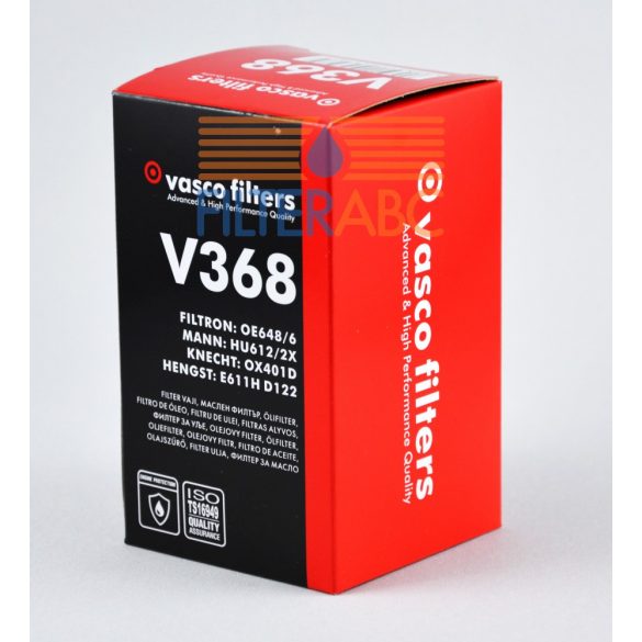 VASCO FILTERS V368 olajszűrő